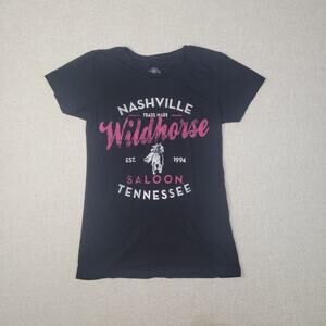 Nashville Wildhorse Saloon Graphic Tee - Black with Pink & White Print